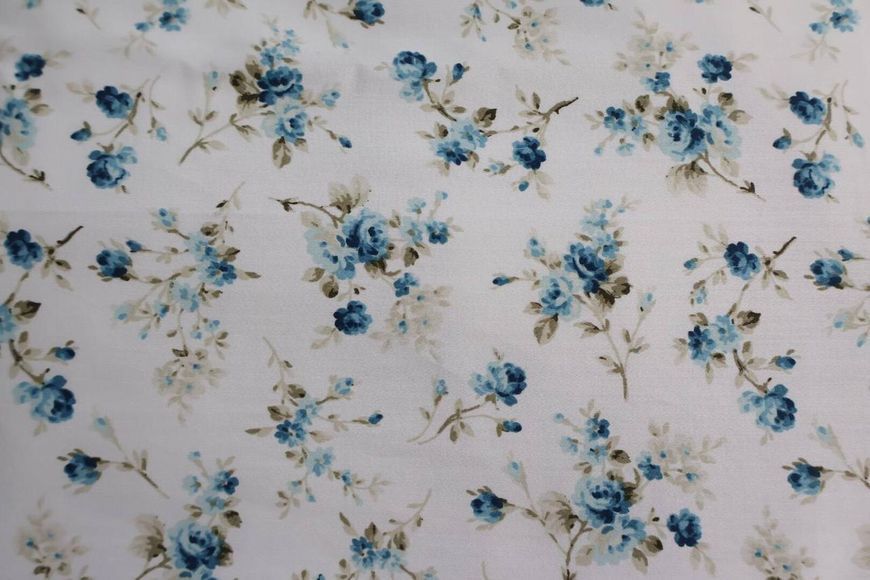 Комплект постільної білизни Blue Blossom & Teal, Полуторний Євро (1.5 спальний) (Преміум Діджитал Сатин) KPB-SD-BLOSSOM-PE фото