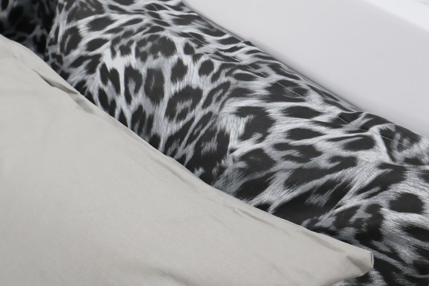 Комплект постільної білизни Grey Leopard, сірий, двоспальний (Преміум Ранфорс) KPB-SS-LEO-D фото