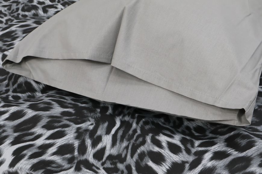 Комплект постільної білизни Grey Leopard, сірий, Євро (Преміум Ранфорс) KPB-PGK-LEO-E фото