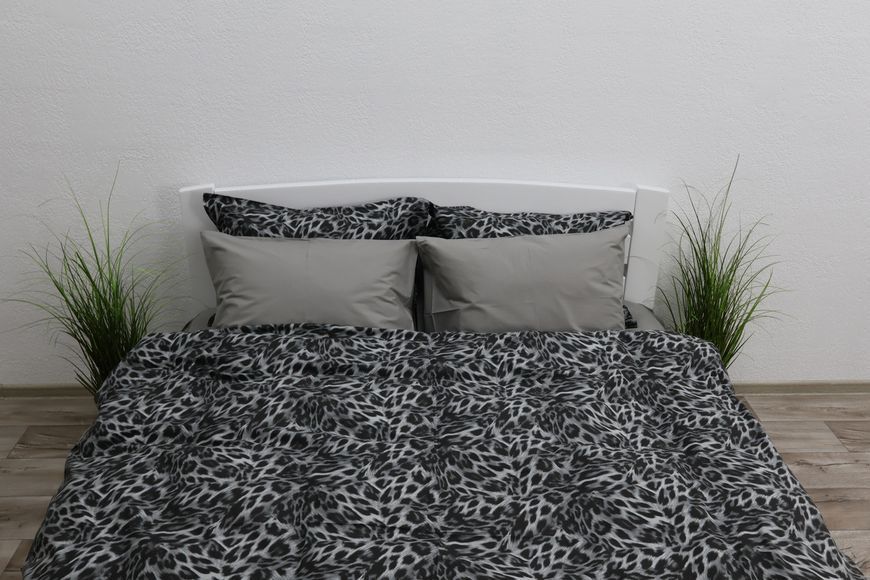 Комплект постільної білизни Grey Leopard, сірий, Євро Сімейний (Преміум Ранфорс) KPB-PGK-LEO-SE фото