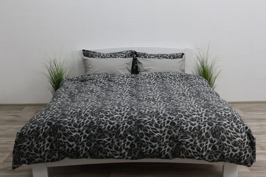 Комплект постільної білизни Grey Leopard, сірий, Євро Сімейний (Преміум Ранфорс) KPB-PGK-LEO-SE фото