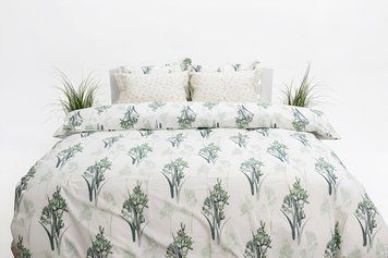 Комплект постільної білизни GREEN FREESIA, преміум ранфорс, полуторний євро KPB-RPRINT-FREZIA-PE фото