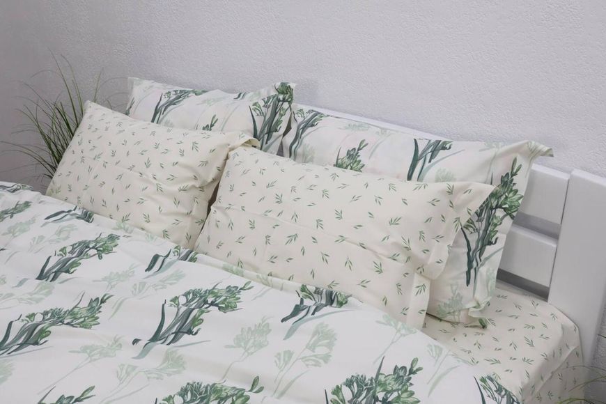 Комплект постільної білизни GREEN FREESIA, преміум ранфорс, полуторний євро KPB-RPRINT-FREZIA-PE фото